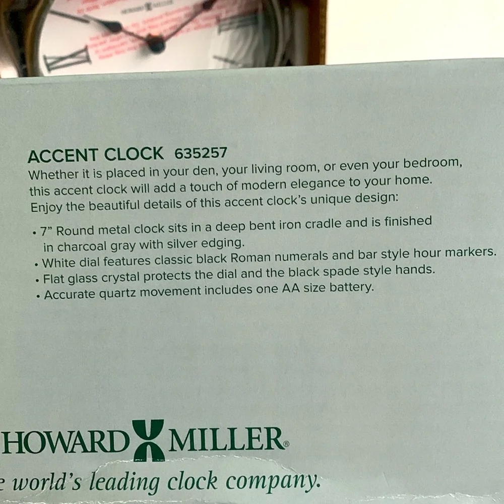 NIB HOWARD MILLER Clock Classic Standing Desk Table Roman Numerals